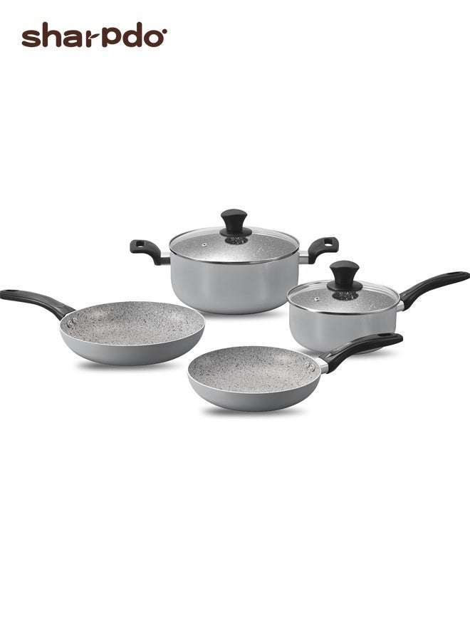 Sharpdo Kitchen Cookware Set, Non-Stick Pots and Pans for All Stovetops, Heat Resistant Handle - 18cm Milk Pan, 24cm Casserole, 28cm Casserole, 24cm Fry Pan - Image 2